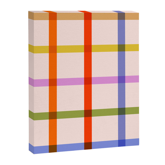 Mid Mod Rainbow Summer Gingham Check pattern Canvas Print Gallery Image 1