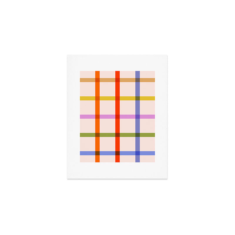 Mid Mod Rainbow Summer Gingham Check pattern Art Print Gallery Image 1