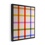 Mid Mod Rainbow Summer Gingham Check pattern Framed Canvas Print Gallery Image 2