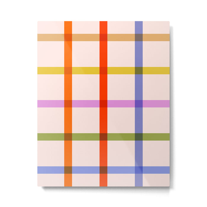 Mid Mod Rainbow Summer Gingham Check pattern Metal Print Gallery Image 1