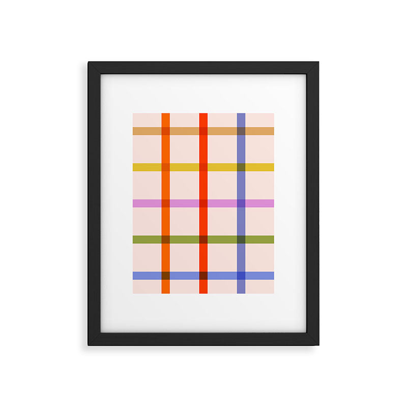 Mid Mod Rainbow Summer Gingham Check pattern Framed Art Print Gallery Image 6
