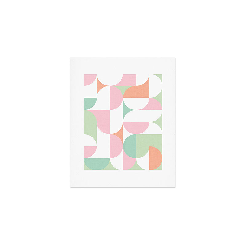 Mid-Mod geometric dots and shapes pattern - Pastel Candy Art Print Gallery Image 1