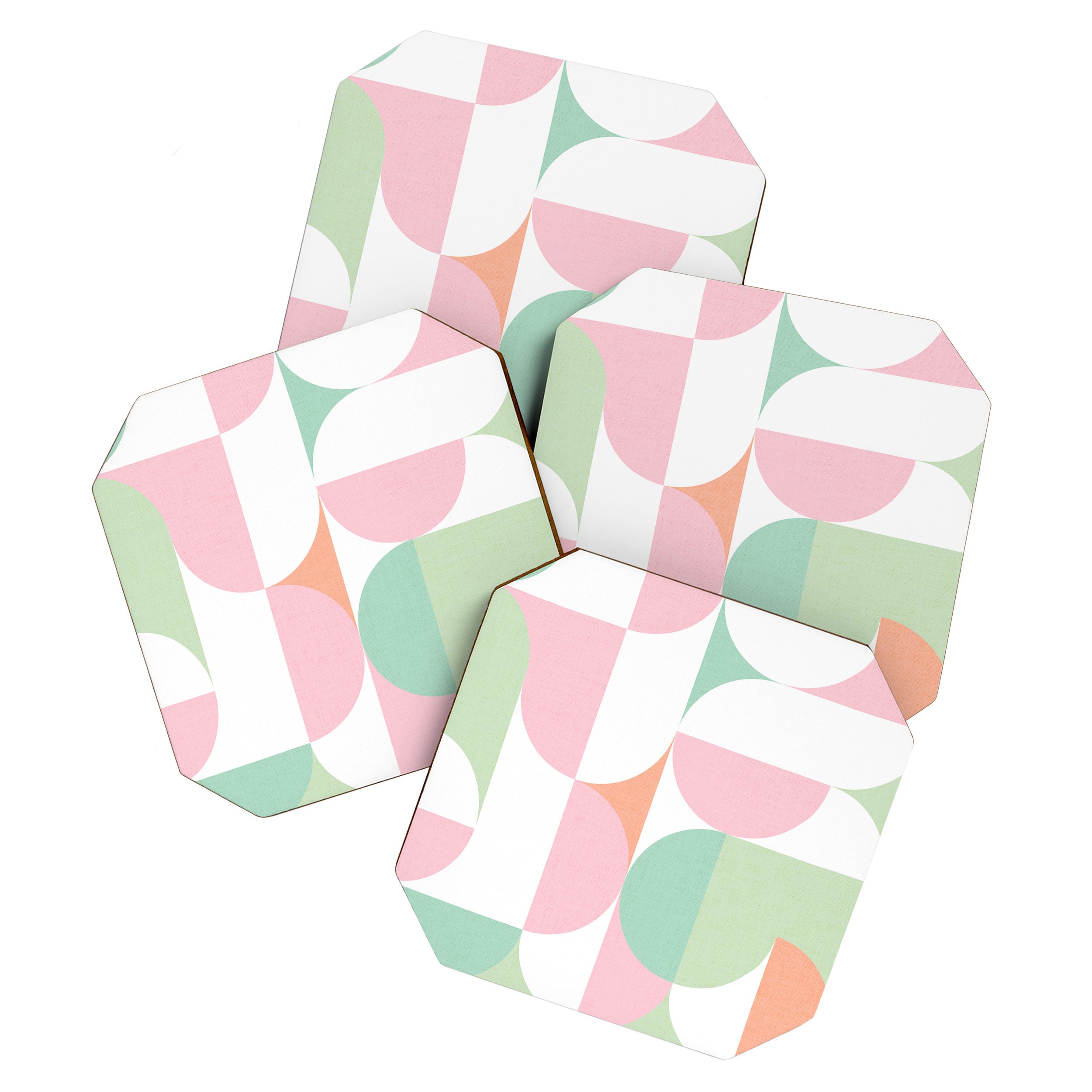 Mid-Mod geometric dots and shapes pattern - Pastel Candy Coaster Gallery Image 1
