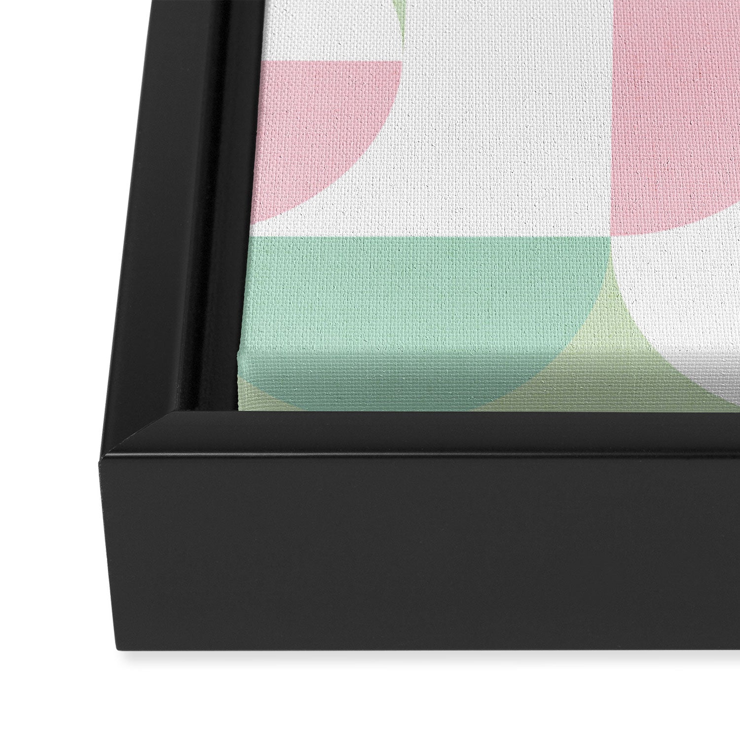 Mid-Mod geometric dots and shapes pattern - Pastel Candy Framed Canvas Print Gallery Image 3