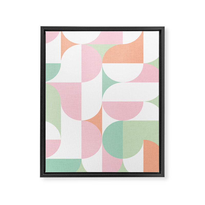Mid-Mod geometric dots and shapes pattern - Pastel Candy Framed Canvas Print Gallery Image 6