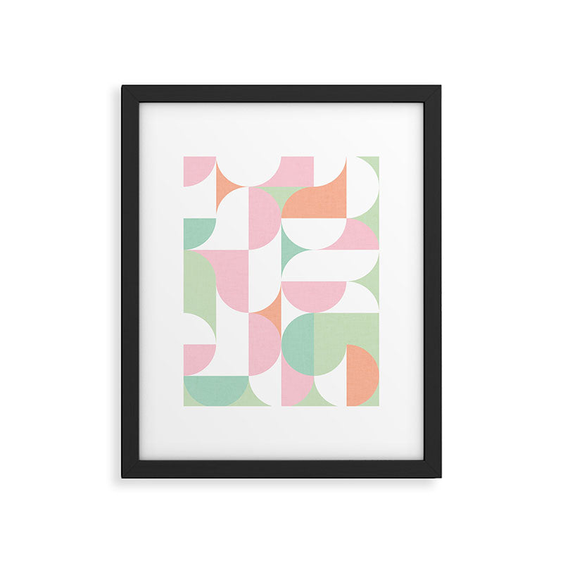 Mid-Mod geometric dots and shapes pattern - Pastel Candy Framed Art Print Gallery Image 5