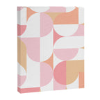 Mid-Mod geometric sun and moon pattern - Peachy Pink pastels Canvas Print Gallery Image 6