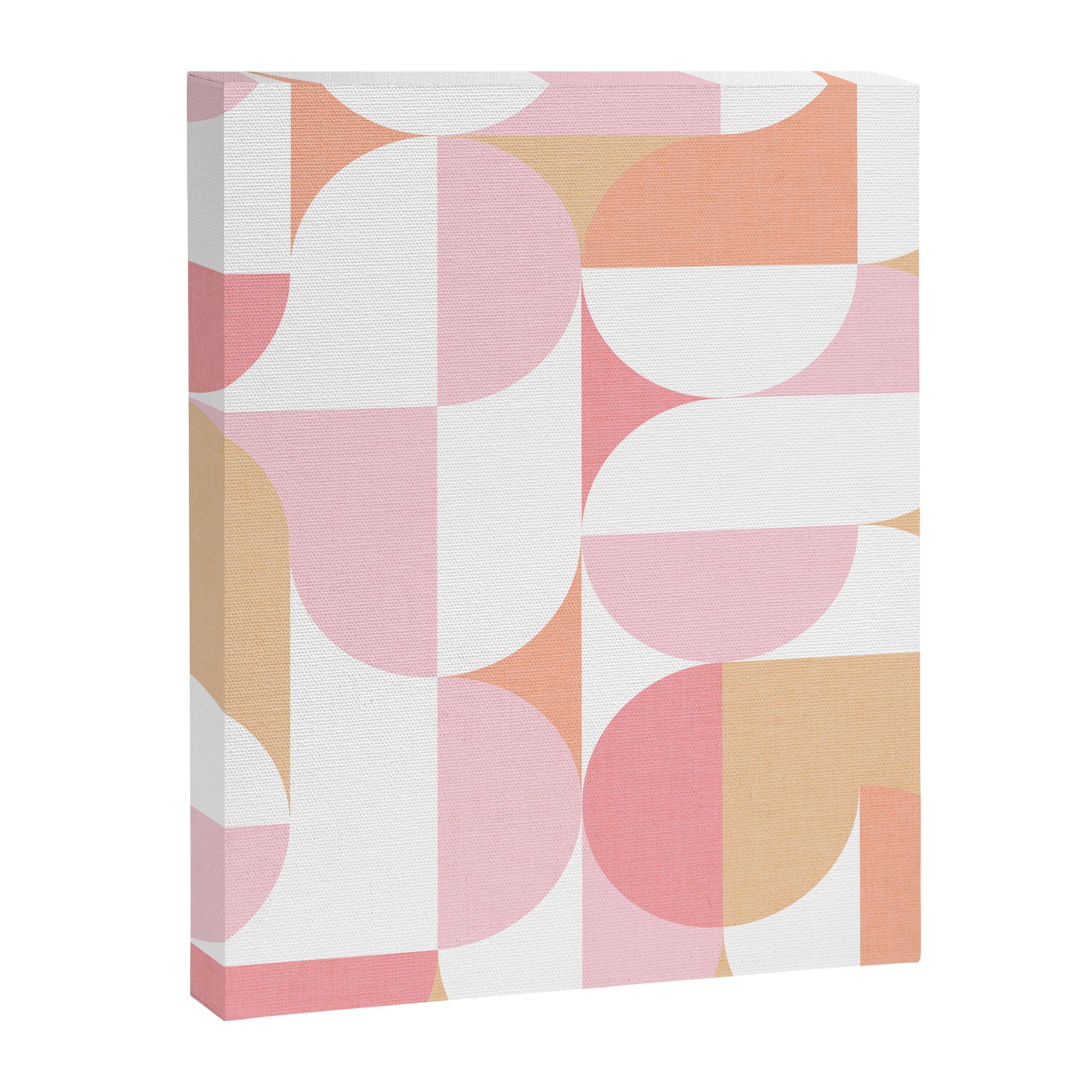 Mid-Mod geometric sun and moon pattern - Peachy Pink pastels Canvas Print Gallery Image 6