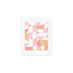 Mid-Mod geometric sun and moon pattern - Peachy Pink pastels Art Print Gallery Image 1