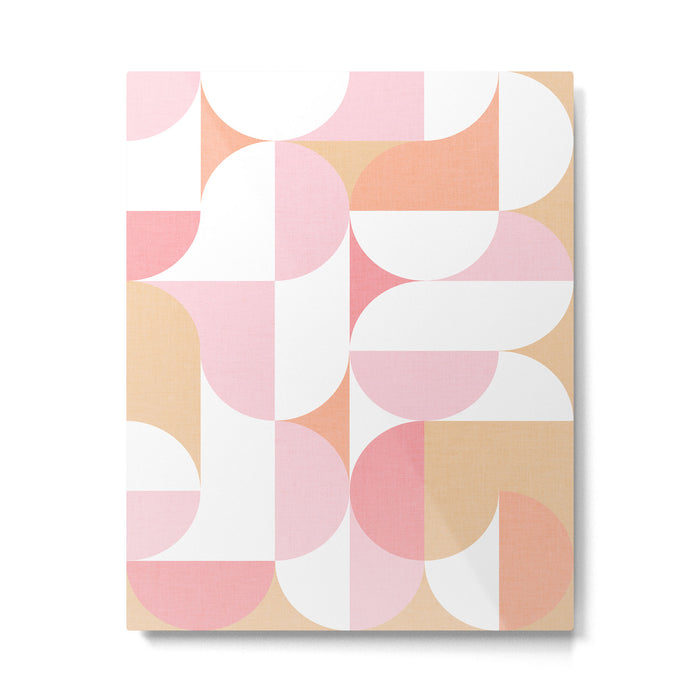 Mid-Mod geometric sun and moon pattern - Peachy Pink pastels Metal Print Gallery Image 1