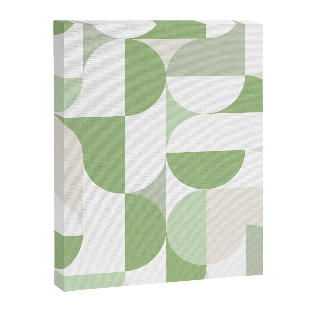 Mid-Mod geometric Sun and Moon pattern - tonal green pastels Canvas Print Gallery Image 6