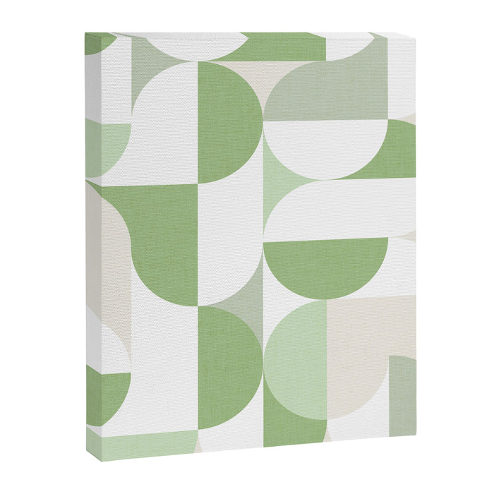 Mid-Mod geometric Sun and Moon pattern - tonal green pastels Canvas Print Gallery Image 1