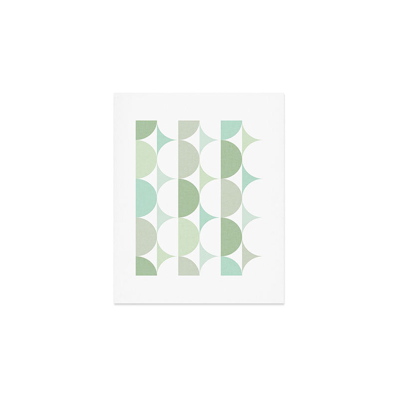 Mid-Mod geometric Sun and Moon tile - Sage Green Art Print Gallery Image 1