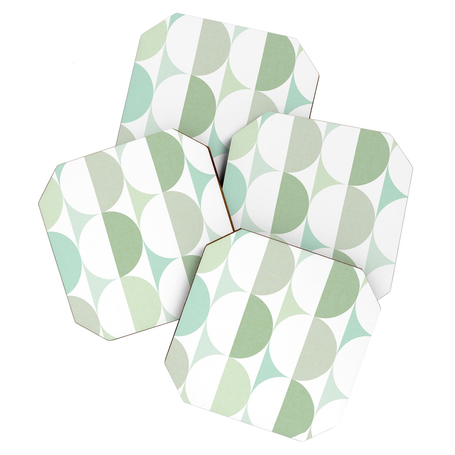 Mid-Mod geometric Sun and Moon tile - Sage Green Coaster Gallery Image 1