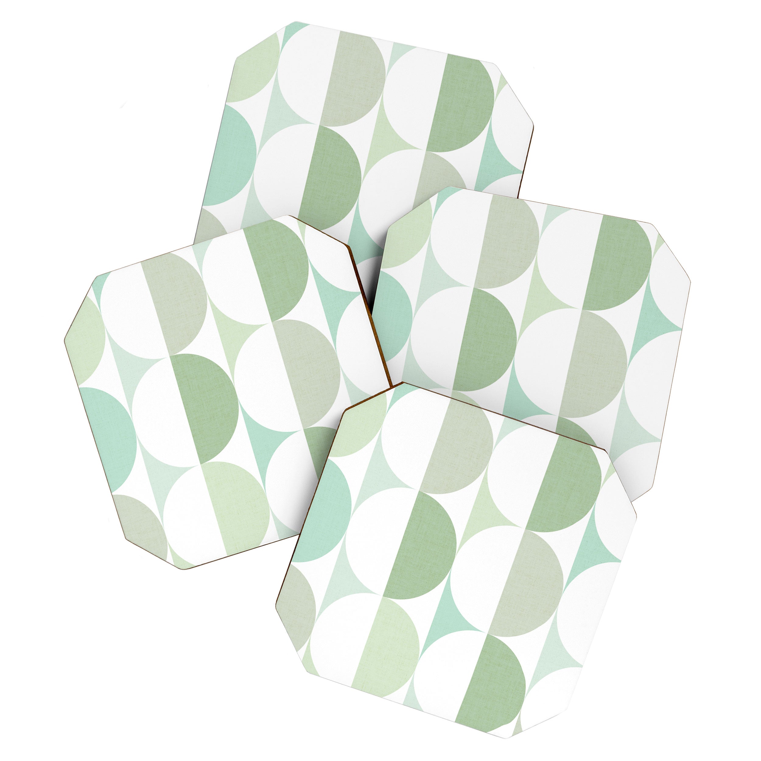 Mid-Mod geometric Sun and Moon tile - Sage Green Coaster Gallery Image 1