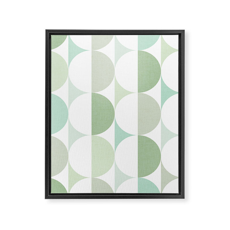 Mid-Mod geometric Sun and Moon tile - Sage Green Framed Canvas Print Gallery Image 6