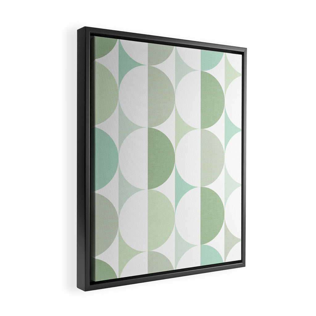Mid-Mod geometric Sun and Moon tile - Sage Green Framed Canvas Print Gallery Image 2