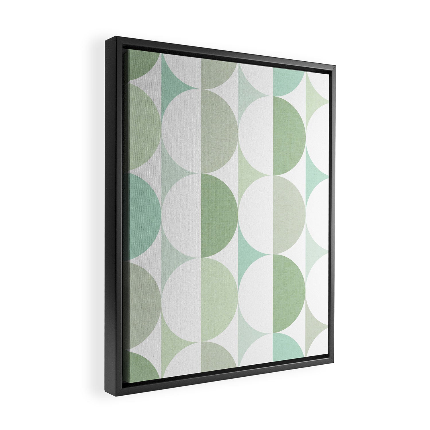 Mid-Mod geometric Sun and Moon tile - Sage Green Framed Canvas Print Gallery Image 2