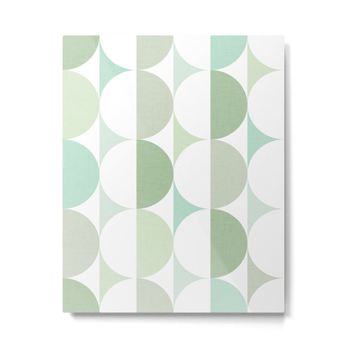 Mid-Mod geometric Sun and Moon tile - Sage Green Metal Print Gallery Image 1