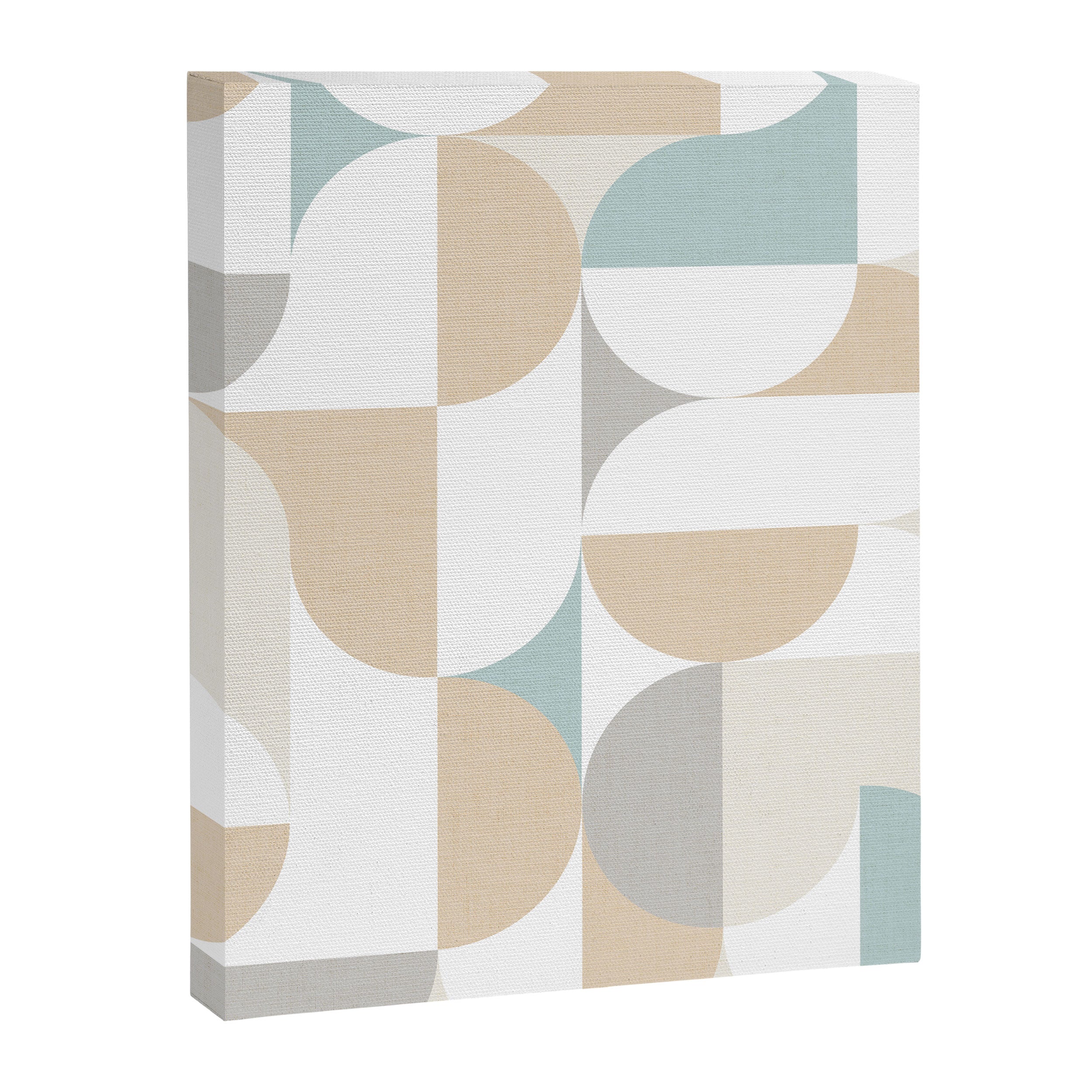 Mid-Mod Sun and Moon pattern - earthy grey blue pastels  Canvas Print Gallery Image 3