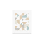 Mid-Mod Sun and Moon pattern - earthy grey blue pastels  Art Print Gallery Image 1