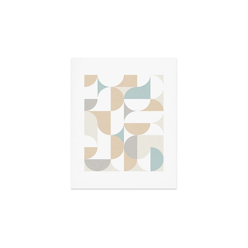 Mid-Mod Sun and Moon pattern - earthy grey blue pastels  Art Print Gallery Image 1