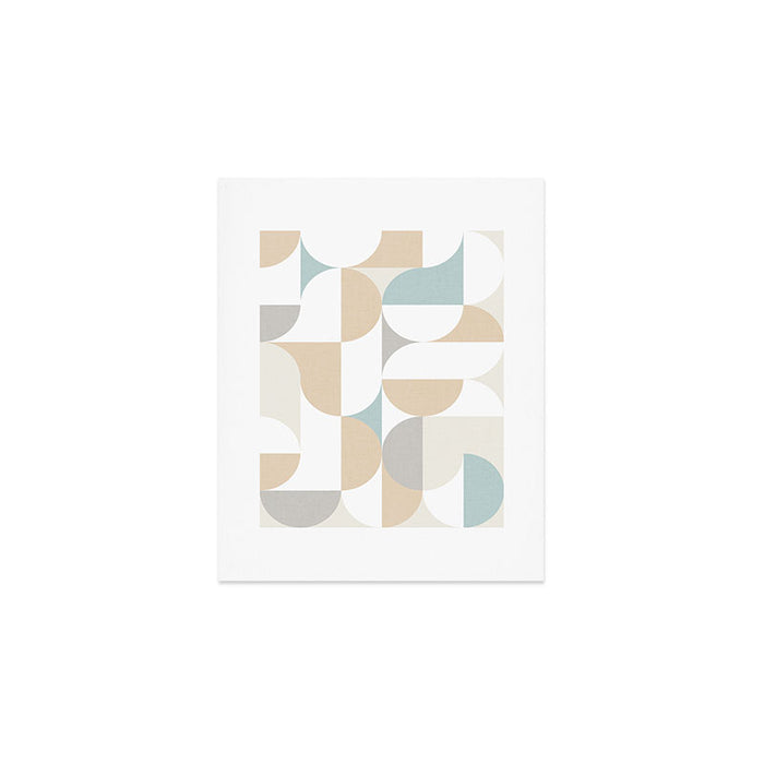 Mid-Mod Sun and Moon pattern - earthy grey blue pastels  Art Print Gallery Image 1