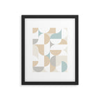 Mid-Mod Sun and Moon pattern - earthy grey blue pastels  Framed Art Print Gallery Image 4