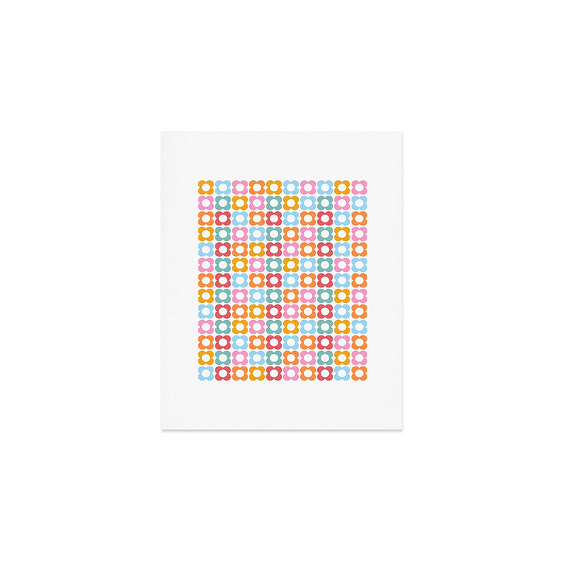 MINI DAISY FLOWER POWER PATTERN in candy PASTELS  Art Print Gallery Image 1