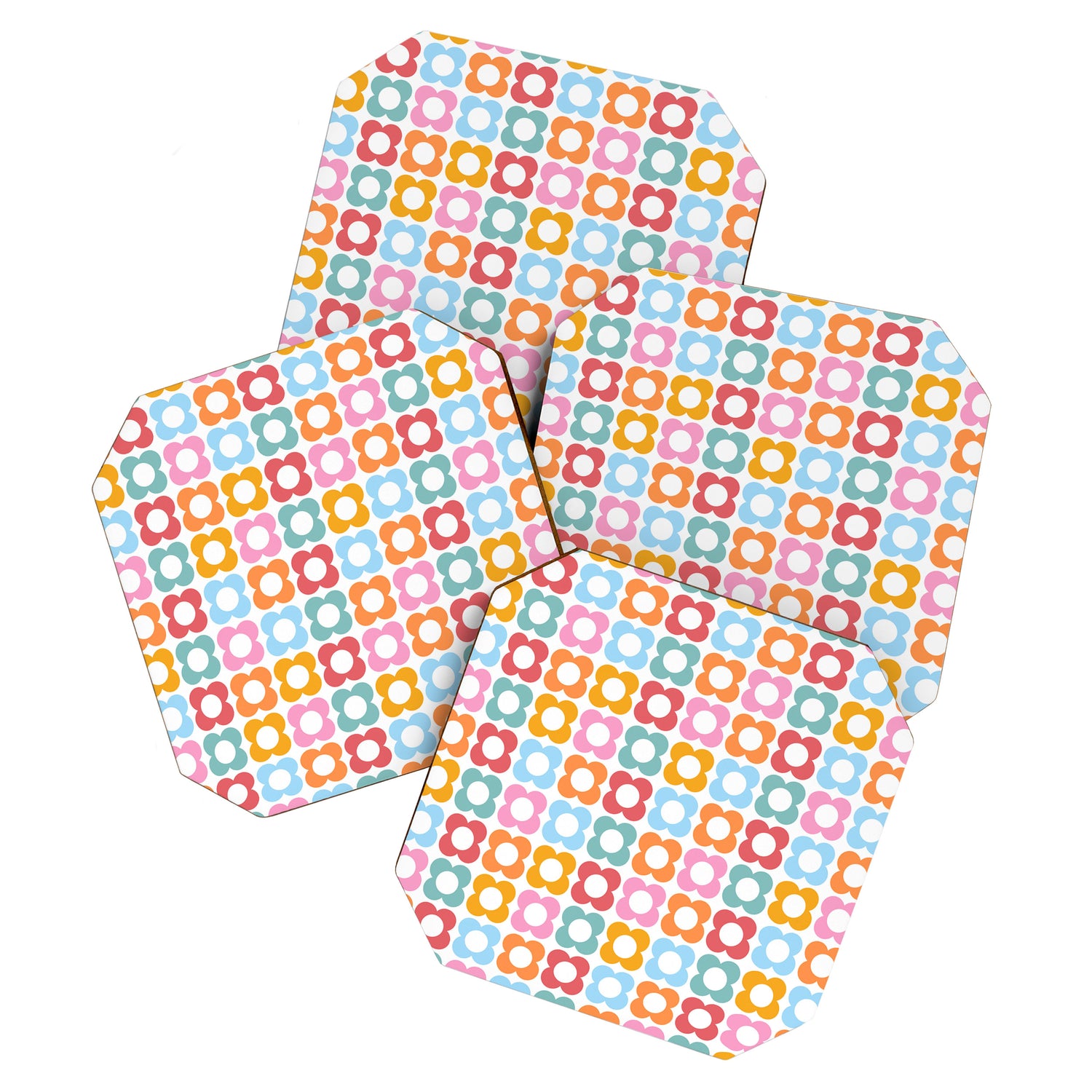 MINI DAISY FLOWER POWER PATTERN in candy PASTELS  Coaster Gallery Image 1