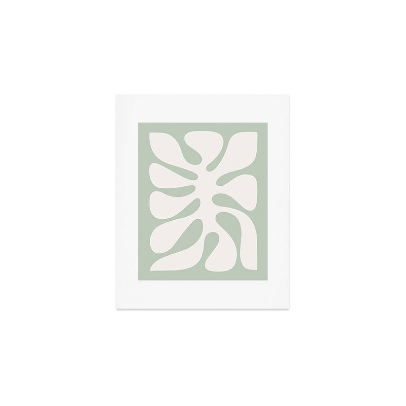 Minimal Abstract Matisse Monstera Pastel Sage Green 2/2 Art Print Gallery Image 1