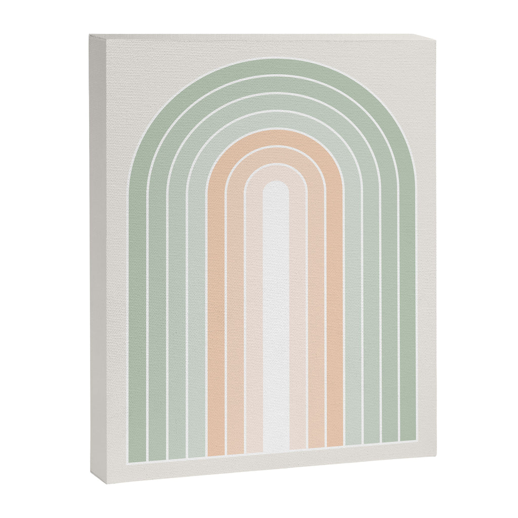 Minimal Abstract Retro Spring Rainbow - Pastel sage green and Peach fuzz Canvas Print Gallery Image 6