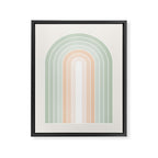 Minimal Abstract Retro Spring Rainbow - Pastel sage green and Peach fuzz Framed Canvas Print Gallery Image 6