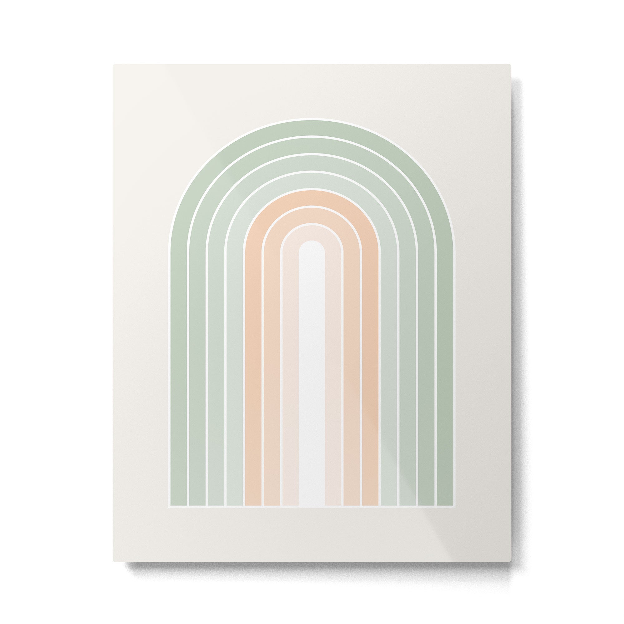 Minimal Abstract Retro Spring Rainbow - Pastel sage green and Peach fuzz Metal Print Gallery Image 4