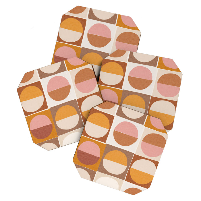Minimal abstract sun and moon collage Coaster Gallery Image 1
