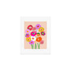 Minimal Abstract Wild floral bouquet on Peach Fuzz Art Print Gallery Image 1
