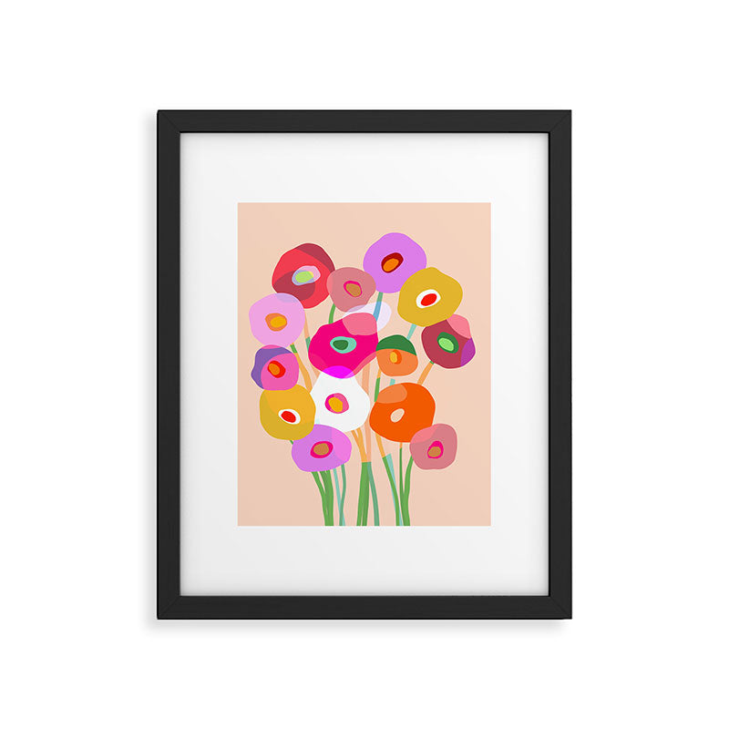 Minimal Abstract Wild floral bouquet on Peach Fuzz Framed Art Print Gallery Image 5