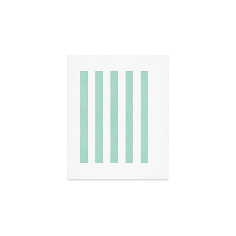 Minimal candy pastel stripes 1. mint and white Art Print Gallery Image 1