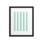 Minimal candy pastel stripes 1. mint and white Framed Art Print Gallery Image 5