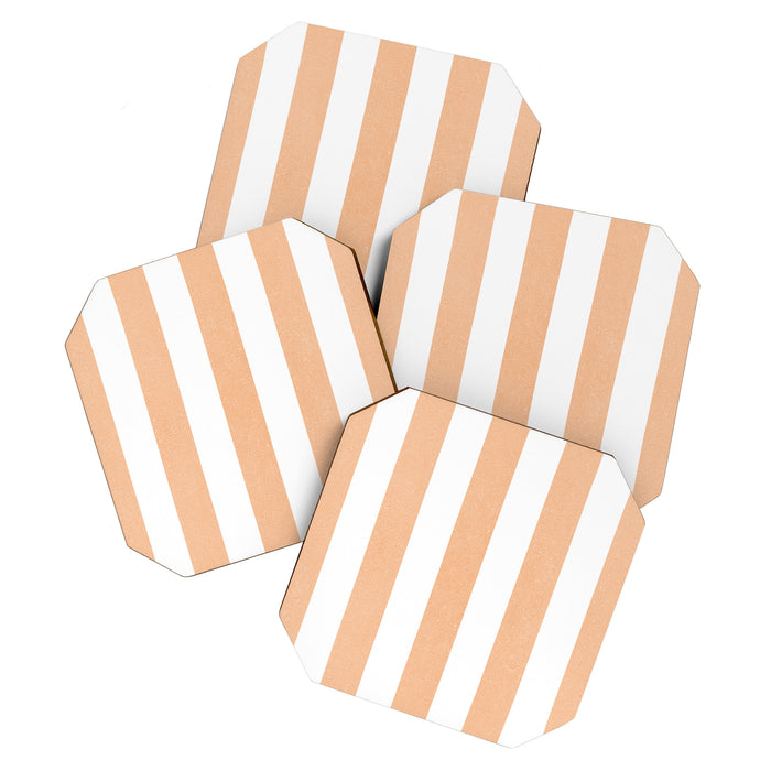 Minimal candy pastel stripes 2. Peach fuzz Coaster Gallery Image 1