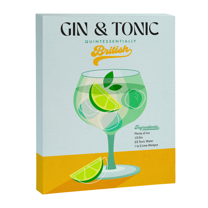 Minimal Gin Tonic cocktail illustration - Aqua Orange Canvas Print Gallery Image 1