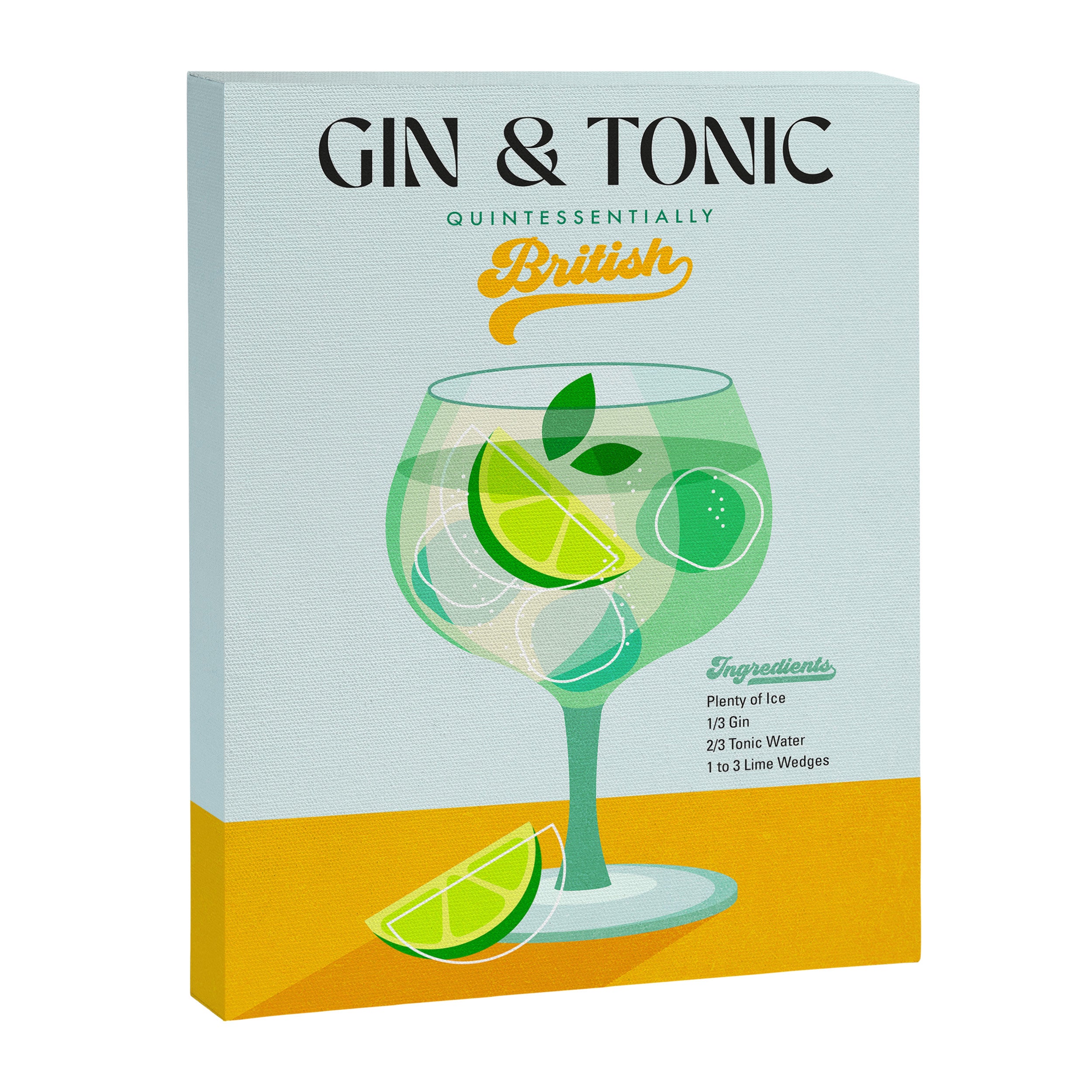 Minimal Gin Tonic cocktail illustration - Aqua Orange Canvas Print Gallery Image 6
