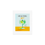 Minimal Gin Tonic cocktail illustration - Aqua Orange Art Print Gallery Image 1