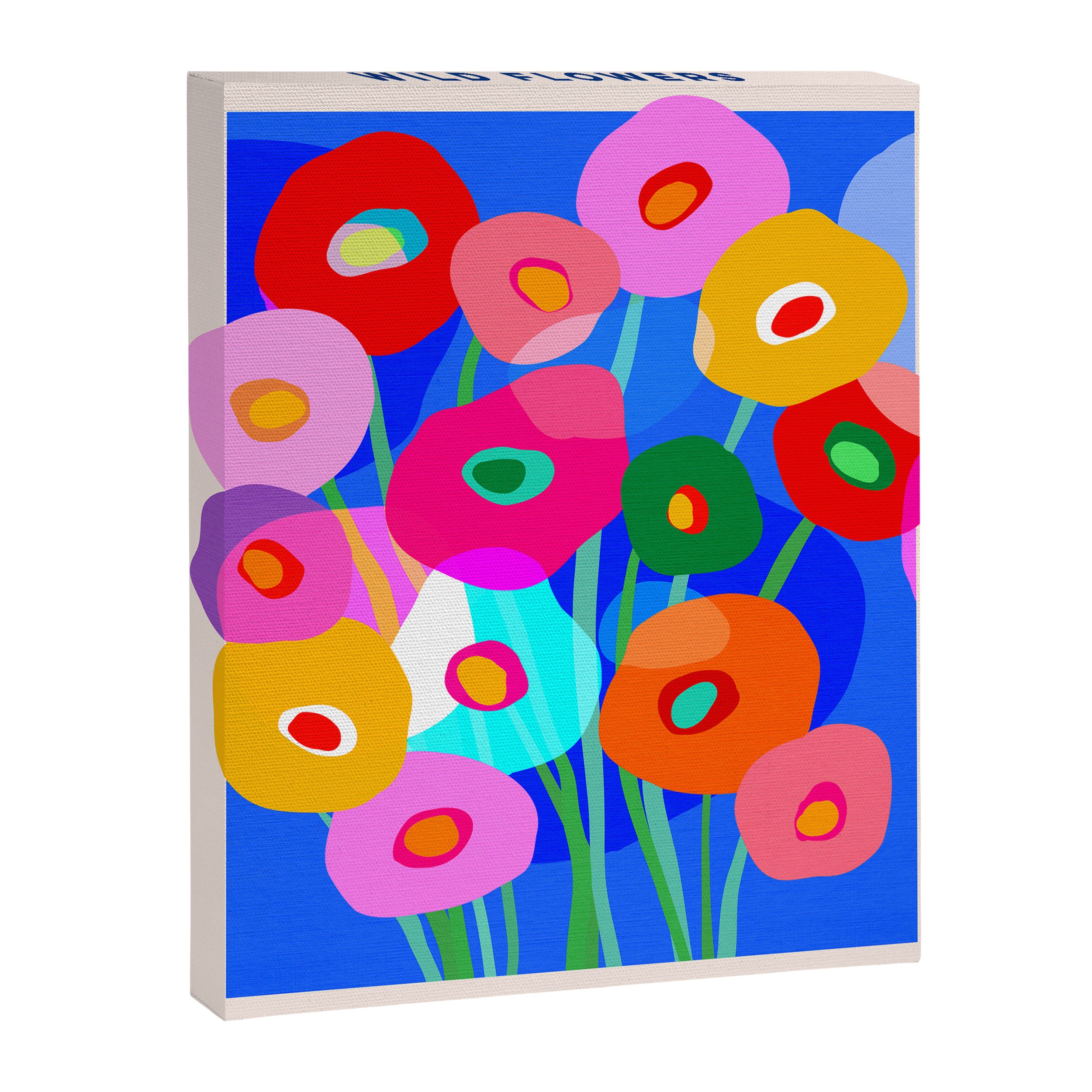 Minimal Matisse Floral Bouquet Poster on Azure Blue Canvas Print Gallery Image 6