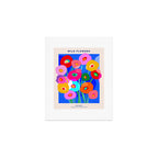 Minimal Matisse Floral Bouquet Poster on Azure Blue Art Print Gallery Image 1