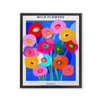 Minimal Matisse Floral Bouquet Poster on Azure Blue Framed Canvas Print Gallery Image 6