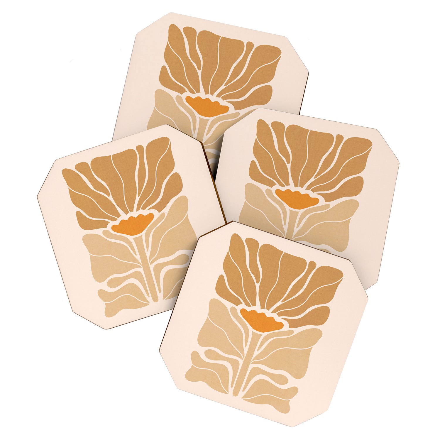 Modern Boho Art Nouveau Floral 2.1 Neutral Sand Coaster Gallery Image 1