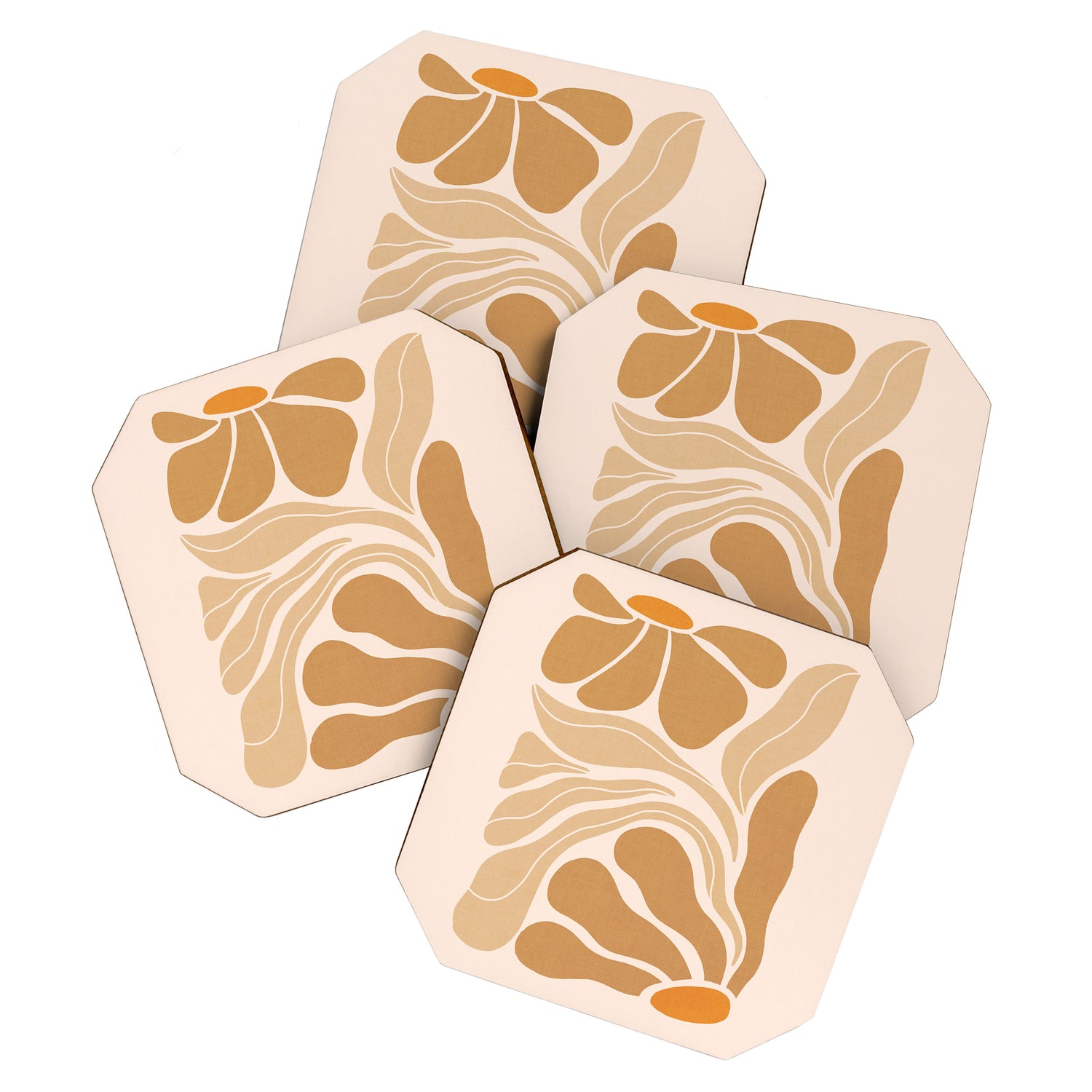 Modern Boho Art Nouveau Floral 2.3 Neutral Sand Coaster Gallery Image 1