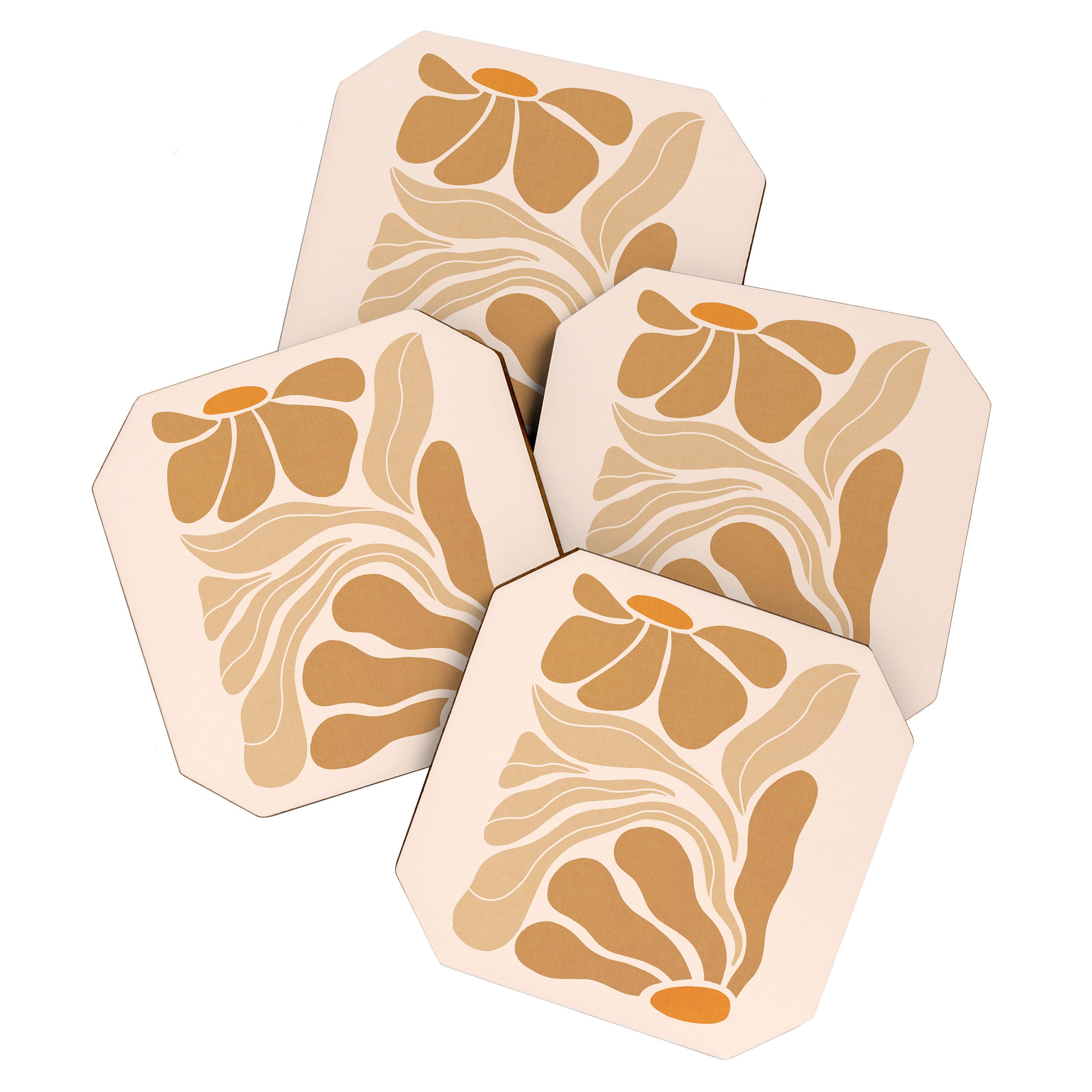 Modern Boho Art Nouveau Floral 2.3 Neutral Sand Coaster Gallery Image 1