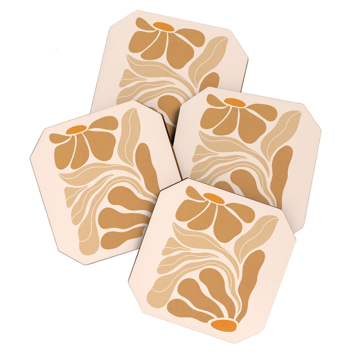 Modern Boho Art Nouveau Floral 2.3 Neutral Sand Coaster Gallery Image 1